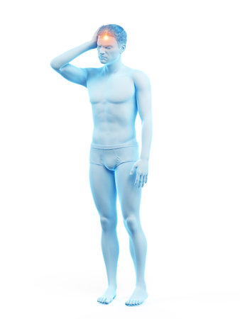 3d rendered medically accurate illustration of a man having headacheの写真素材