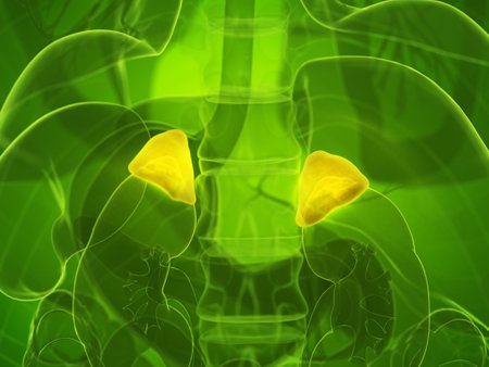 3d rendered medically accurate illustration of a mans adrenal glandsの写真素材