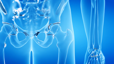3d rendered illustration of the human, skeletal hip jointの写真素材