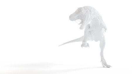3d rendered illustration of a white t-rexの写真素材