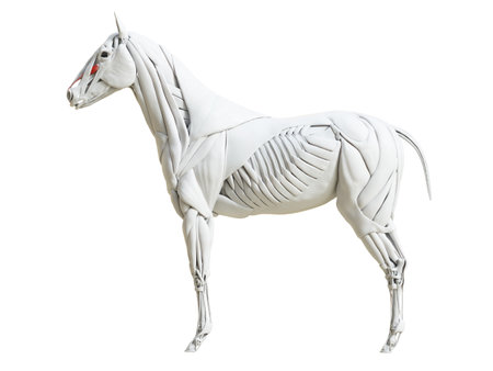 3d rendered medically accurate illustration of the equine muscle anatomy - levator labii superioris propriusの写真素材