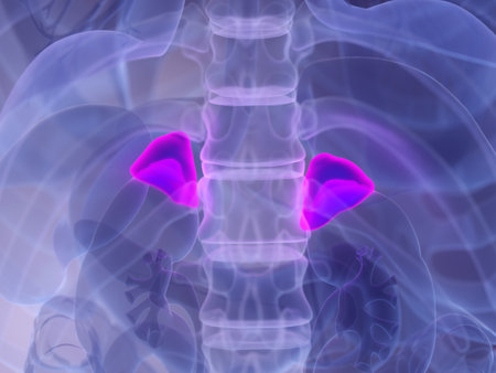 3d rendered medically accurate illustration of a mans adrenal glandsの写真素材