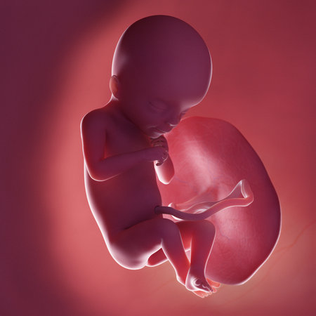 3d rendered medically accurate illustration of a human fetus - week 18の写真素材