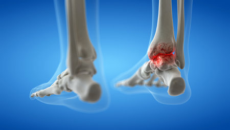 3d rendered medically accurate illustration of an arthritic ankle jointの写真素材