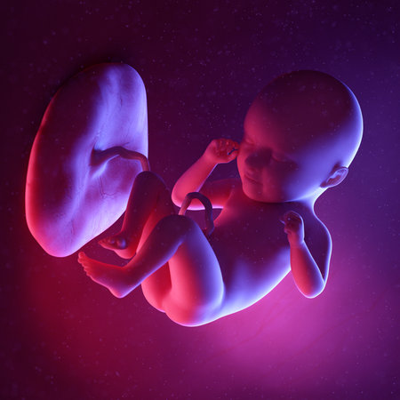 3d rendered medically accurate illustration of a human fetus - week 35の写真素材