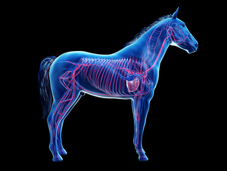 3d rendered anatomy of the equine anatomy  - the vascular systemの写真素材