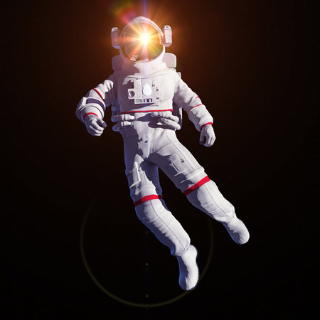 3d rendered illustration of an astronaut in spaceの写真素材