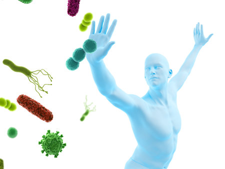 3d rendered conceptual immune defense illustrationの写真素材