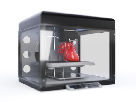 3d rendered medically accurate illustration of a 3d printer printing a heartの写真素材
