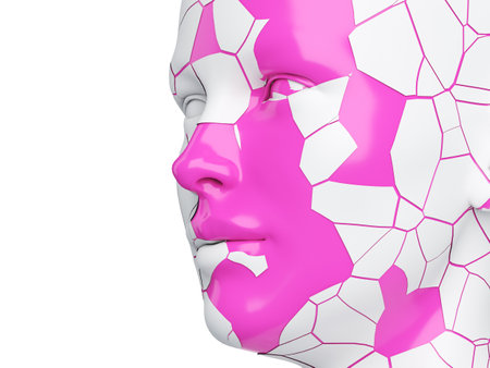 3d rendered medically accurate illustration of a cracked female faceの写真素材