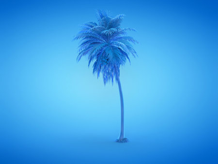 3d rendered illustration of a blue palm treeの写真素材