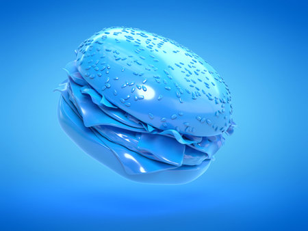 3d rendered illustration of a blue burgerの写真素材