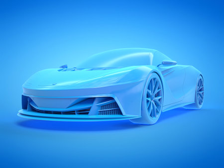 3d rendered illustration of a blue sports carの写真素材