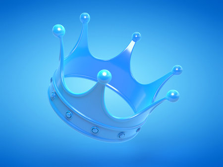 3d rendered illustration of a blue crownの写真素材