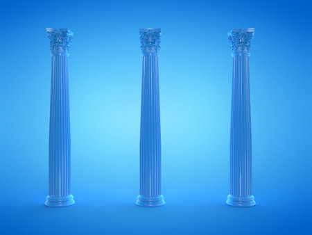 3d rendered illustration of blue columns
