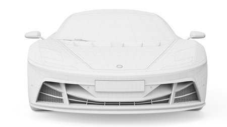 3d rendered wireframe illustration of a sports carの写真素材