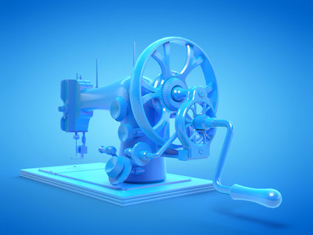 3d rendered illustration of a blue sewing machineの写真素材