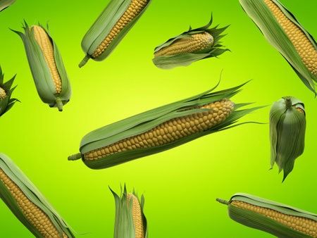 3d rendered food illustration  of corncobsの写真素材