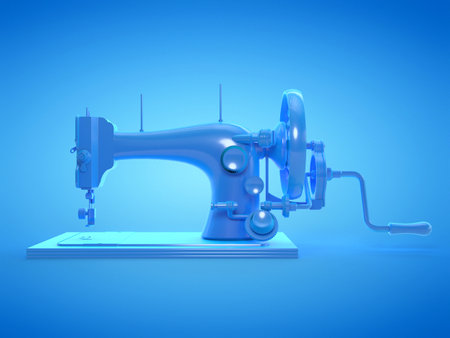 3d rendered illustration of a blue sewing machineの写真素材
