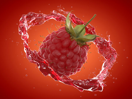 3d rendered food illustration of a raspberry splash