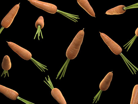 3d rendered food illustration of carrotsの写真素材
