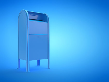 3d rendered illustration of a blue mailboxの写真素材