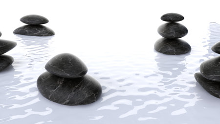 3d rendered spa illustration - floating stonesの写真素材