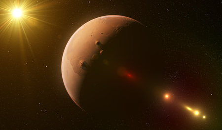 3d rendered illustration from planet mars from spaceの写真素材