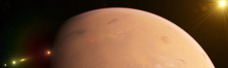 3d rendered illustration of the marsの写真素材