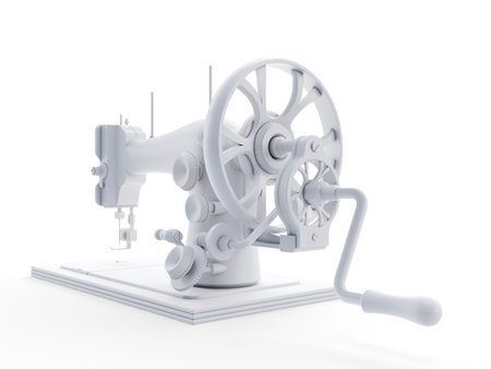 3d rendered object illustration of an abstract white sewing machineの写真素材
