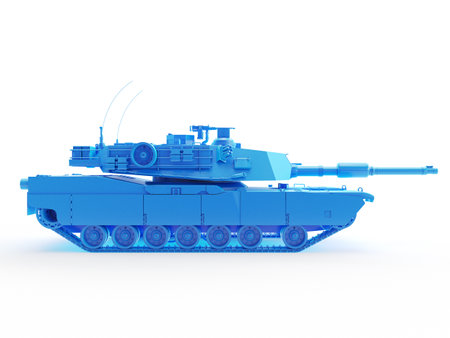 3d rendered object illustration of an abstract blue tankの写真素材
