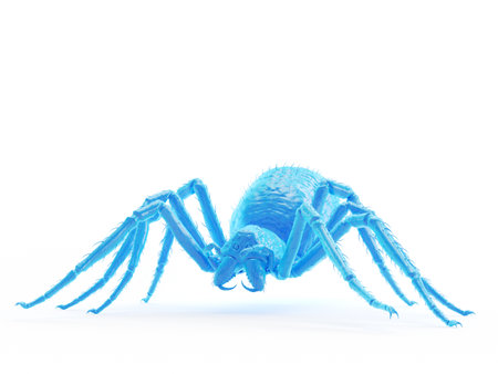 3d rendered object illustration of an abstract blue spiderの写真素材
