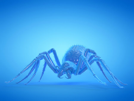 3d rendered object illustration of an abstract blue spiderの写真素材