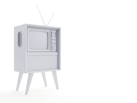 3d rendered object illustration of an abstract white old tvの写真素材