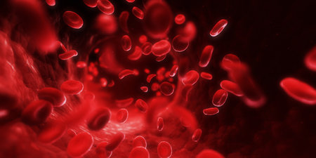 3d rendered illustration of human blood cellsの写真素材