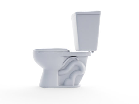 3d rendered object illustration of an abstract white toiletの写真素材