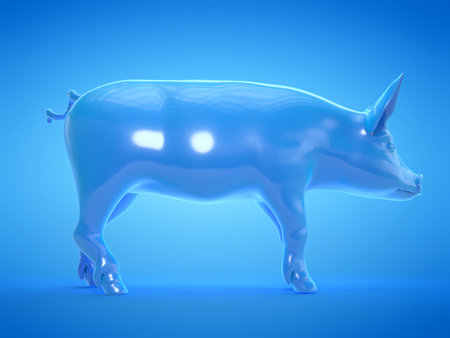 3d rendered object illustration of an abstract blue pigの写真素材