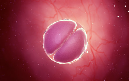 3d rendered medical illustration of a 2 cell stage egg cellの写真素材
