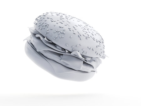 3d rendered object illustration of an abstract white burgerの写真素材