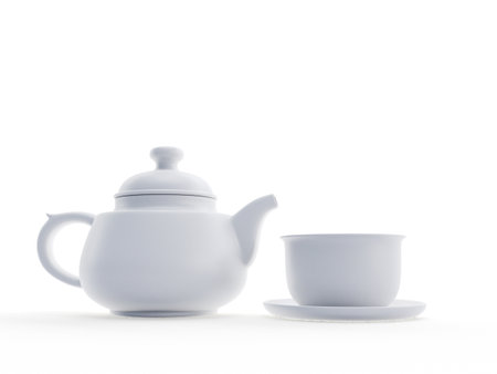 3d rendered object illustration of an abstract white tea cupの写真素材