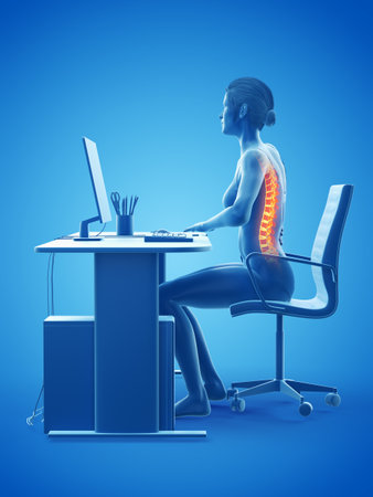 3d rendered medically accurate illustration of a woman having backacheの写真素材