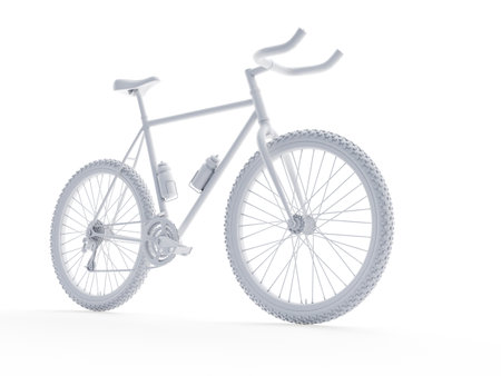 3d rendered object illustration of an abstract white bicycleの写真素材