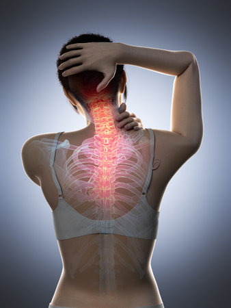 3d rendered medically accurate illustration of a woman having a painful neck
