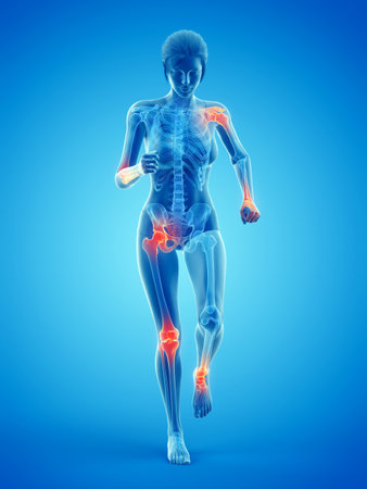 3d rendered medically accurate illustration of a woman having painful joints while walkingの写真素材