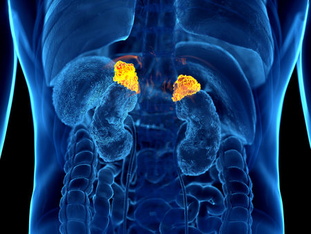 3d rendered illustration of the human adrenal glandsの写真素材