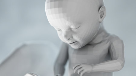 3d rendered illustration of an abstract human fetus - week 31の写真素材
