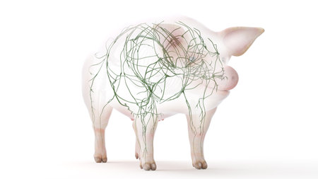 3d rendered illustration of the porcine anatomy - the lymphatic systemの写真素材