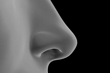 3d rendered illustration of an abstract blue female nose