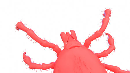 3d rendered illustration of an abstract red tickの写真素材