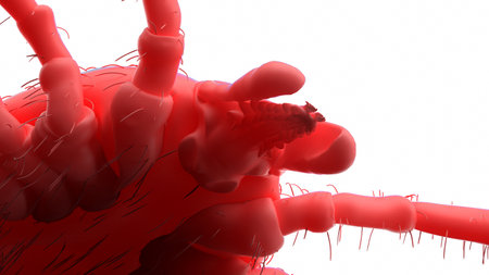 3d rendered illustration of an abstract red tickの写真素材